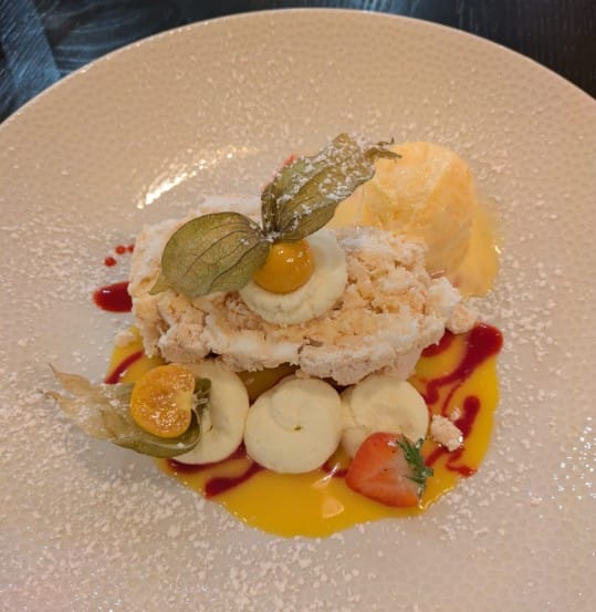 Lemon meringue roulade at the Willow