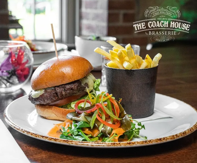 A burger served at The Coach House Brasserie. (source: Facebook/thejohnstownestate)