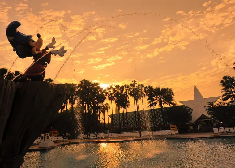 All-Star Movies pool at dusk