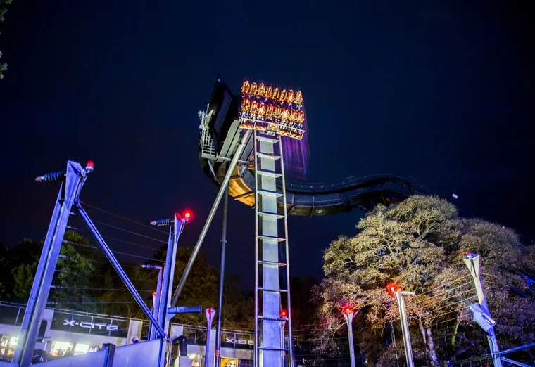 Oblivion vertical drop coaster during Alton After Dark event