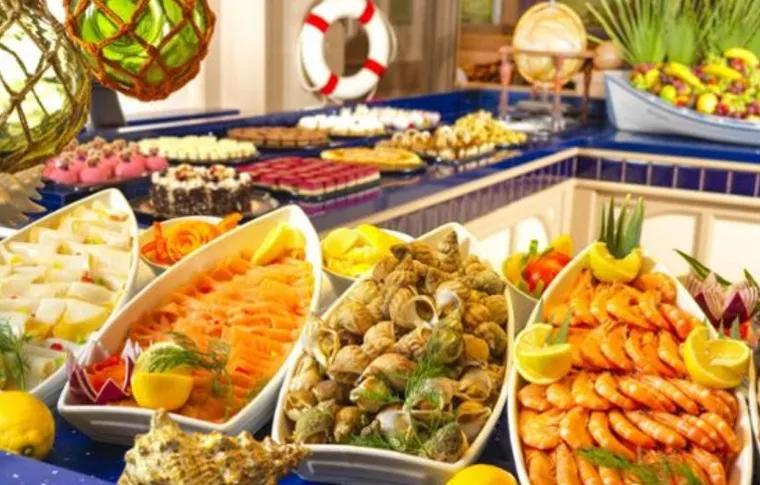 Seafood buffet offering at Newport Bay Resort's Cape Cod buffet