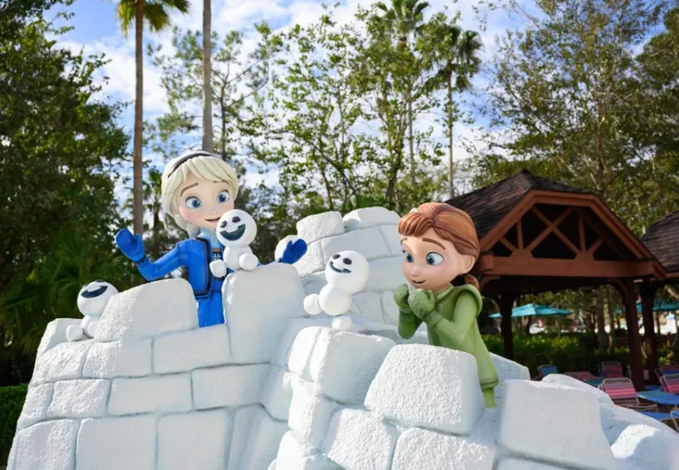 Elsa and Anna, Frozen theming at Disney World's Blizzard Beach water park